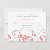 Koraalgrijs Witte Abstracte Bloem Bruiloft RSVP Ka (Voorkant)