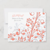 Koraalgrijs Witte Abstracte Bloem Bruiloft RSVP Ka (Achterkant)