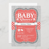 Koraalgrijze bloem Baby shower Kaart (Voorkant / Achterkant)