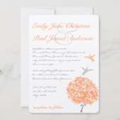 Koraalgrijze boom - Vogels uitnodigen voor bruilof Kaart (Voorkant)