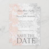 Koraalgrijze Floral bespaart de datum Save The Date (Voorkant / Achterkant)