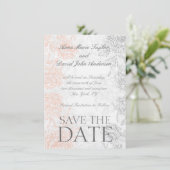 Koraalgrijze Floral bespaart de datum Save The Date (Staand voorkant)