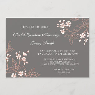 Koraalgrijze Floral Bridal Lunch Invitation Cards Kaart