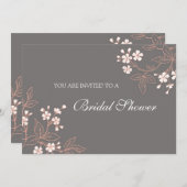 Koraalgrijze Floral Bridal Shower Kaart (Voorkant / Achterkant)