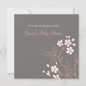 Koraalgrijze Floral Custom Baby Shower Invitaties Kaart (Voorkant)