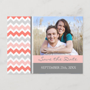 Koraalgrijze foto Save the Date Wedding Briefkaart