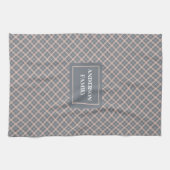 Koraalgrijze keukenhanddoek met aangepaste naam en (Horizontaal)