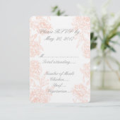 Koraalgrijze Vintage Bloemen Bruiloft RSVP (Staand voorkant)