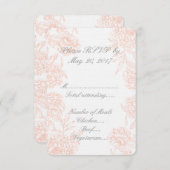 Koraalgrijze Vintage Bloemen Bruiloft RSVP (Voorkant / Achterkant)