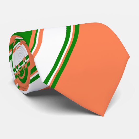 Koraalgroen en Ivory Striped Stropdas (Opgerold)