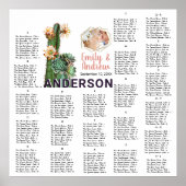 Koraalgroene cactus Succulent Wedding Seating Char Poster (Voorkant)