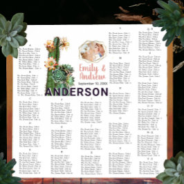 Koraalgroene cactus Succulent Wedding Seating Char Poster