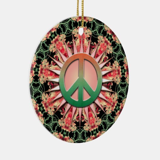 Koraalgroene ventilator keepaardse vredesversierin keramisch ornament (Rechts)