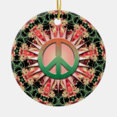 Koraalgroene ventilator keepaardse vredesversierin keramisch ornament (Voorkant)