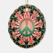 Koraalgroene ventilator keepaardse vredesversierin keramisch ornament (Links)