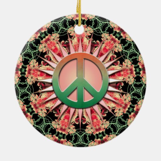 Koraalgroene ventilator keepaardse vredesversierin keramisch ornament (Achterkant)
