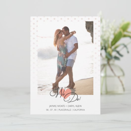 Koraalhart We citeren pooldots foto bruiloft (Staand voorkant)