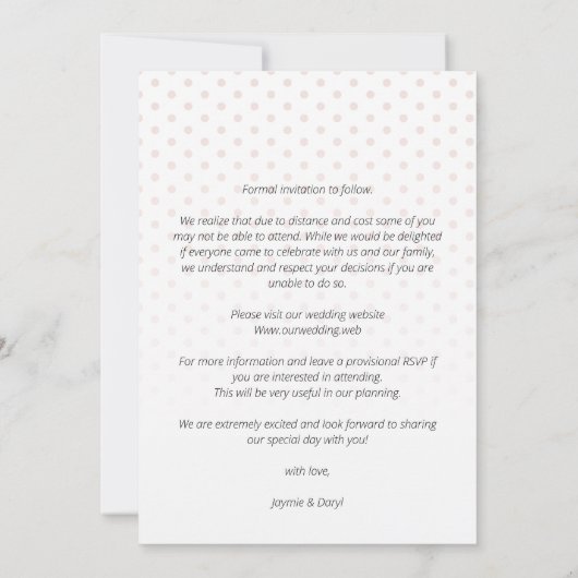 Koraalhart We citeren pooldots foto bruiloft (Achterkant)