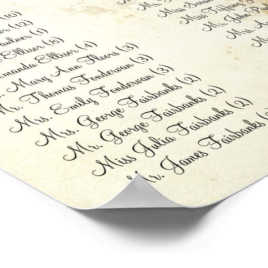 Koraalhartboom - 100 tot 150 gasten - alfabetisch poster (Hoek)