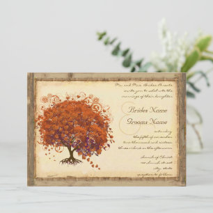 Koraalhartret Rustic Barn Forest Wedding Kaart