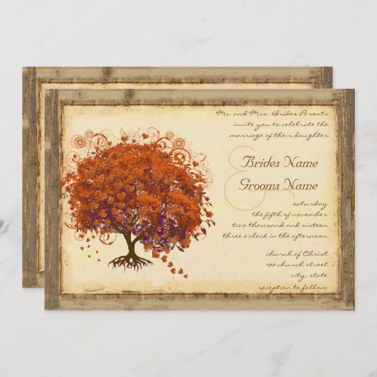 Koraalhartret Rustic Barn Forest Wedding Kaart (Voorkant / Achterkant)