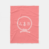 Koraalhelling en anker monogrammen fleece deken (Voorkant)
