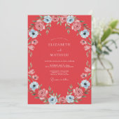 Koraalhemel Ranunculus Gedempte Eucalyptus Bruilof Kaart (Staand voorkant)