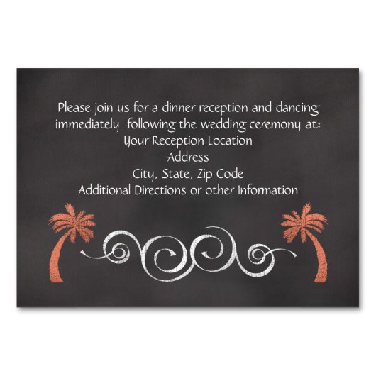 Koraalkarton Beach Weddenschap Kaart (Achterkant)