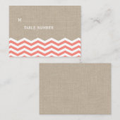 Koraalkazen op een Burlap Place Card Plaatskaartje (Voorkant / Achterkant)