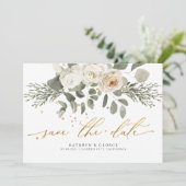 Koraalkoraal - botanische groen-bruiloft save the date (Staand voorkant)