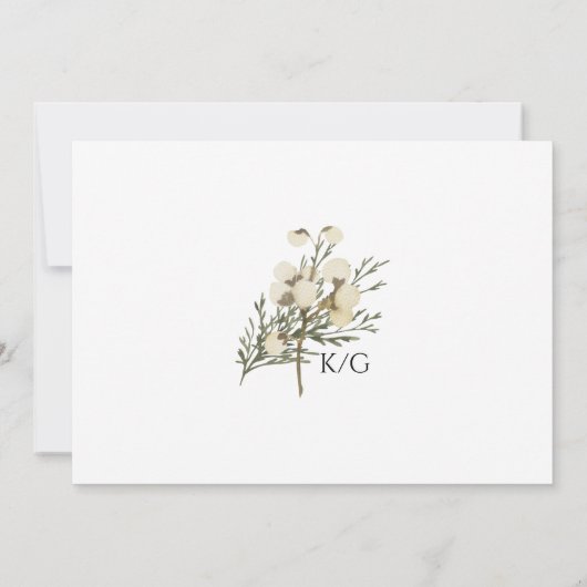 Koraalkoraal - botanische groen-bruiloft save the date (Achterkant)