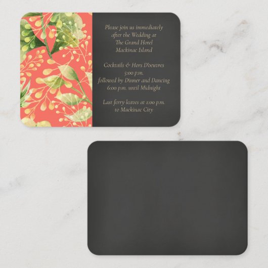 Koraalkoraal voor bruiloft Ontvanging Inschrijving Informatiekaartje (Voorkant / Achterkant)