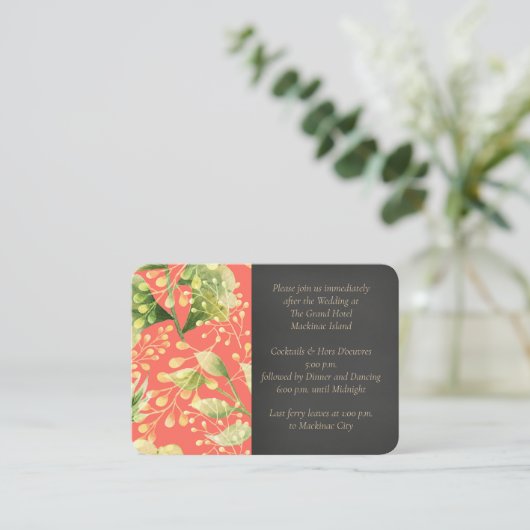 Koraalkoraal voor bruiloft Ontvanging Inschrijving Informatiekaartje (Staand voorkant)
