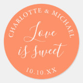 Koraalliefde is zoete huwelijksgunst ronde sticker (Voorkant)