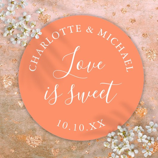 Koraalliefde is zoete huwelijksgunst ronde sticker