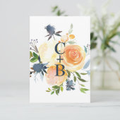 Koraalmarine Waterverf Floral Wedding Accommodatie Informatiekaartje (Staand voorkant)