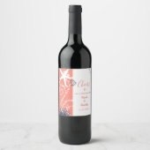 Koraalmarine White Beach Wedding Wijn Etiket (Voorkant)