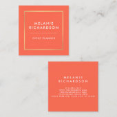 Koraalminimalistisch professioneel legant Gold Vierkante Visitekaartje (Voorkant / Achterkant)