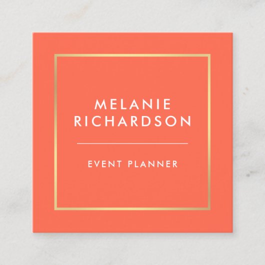 Koraalminimalistisch professioneel legant Gold Vierkante Visitekaartje (Voorkant)