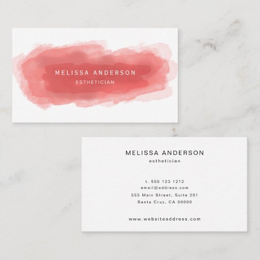 Koraalmoderne Waterverf Visitekaartje (Voorkant / Achterkant)