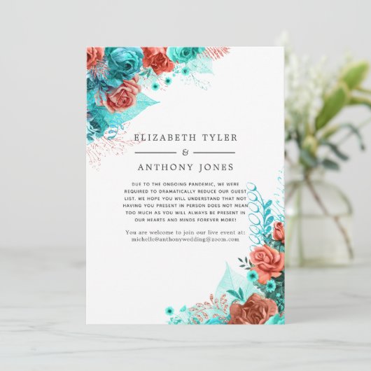 Koraalmoes en kurkwaren met beperkte gastlijst aankondiging (Staand voorkant)