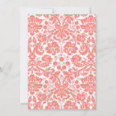 Koraalmonogram Damask Bridal Shower Invitations Kaart (Achterkant)