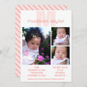 Koraalmonogram Eenvoudige adoptie 3 Foto Collage Aankondiging (Voorkant / Achterkant)