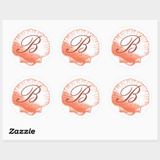 Koraalmonogrammed Zee Shell Sticker (Vel)