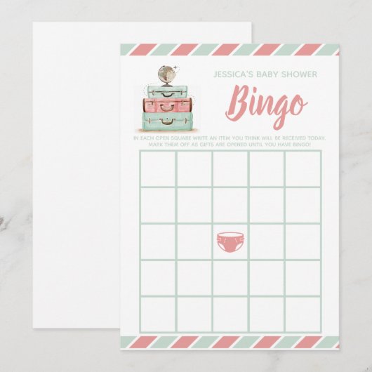 Koraalmunt baby shower bingo kaart (Voorkant / Achterkant)