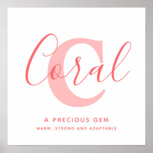 Koraalnaam die oranje roze tekst betekent, geperso poster
