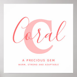 Koraalnaam die oranje roze tekst op maat betekent poster