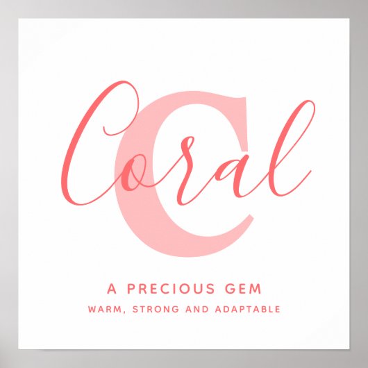Koraalnaam die oranje roze tekst op maat betekent poster (Voorkant)