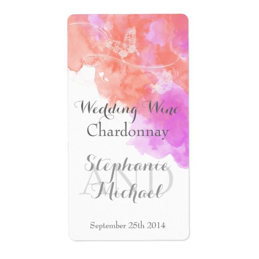 Koraalorchidee Waterverf Butterfly Weddenschap Win Etiket (Voorkant)