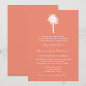 Koraalpalmbestemming bruiloft kaart (Voorkant / Achterkant)